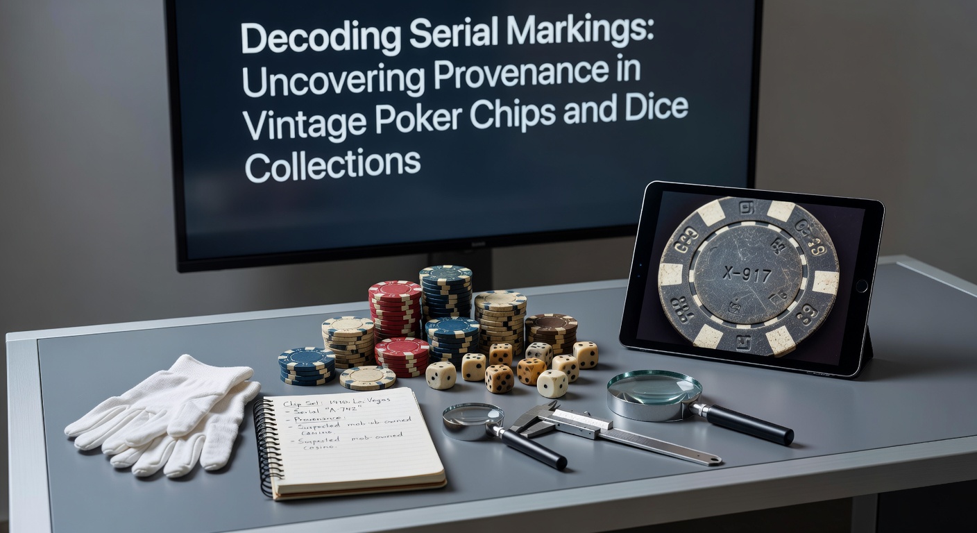 Assortment of vintage dice showing side markings and serial indicators used for provenance verification